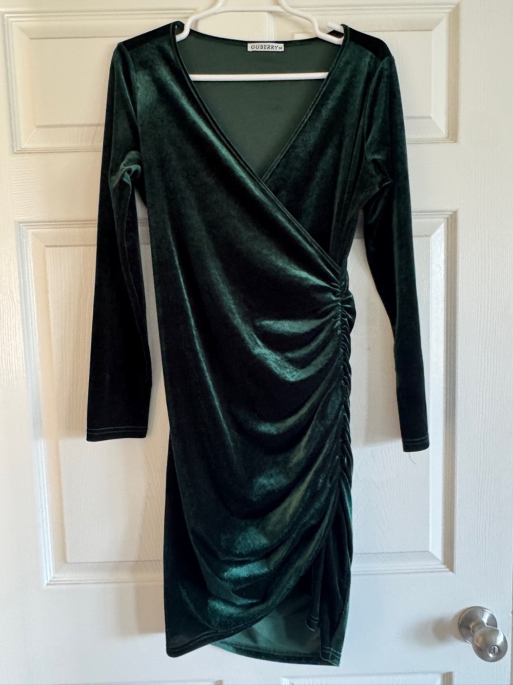 Emerald Green Velvet Wrap Dress